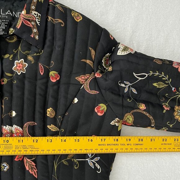 Vintage Quilted Jacket For Women Silkland Petite Floral Pattern Button Closure M - Picture 7 of 9